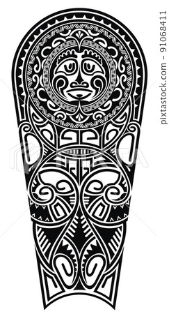 Black and white maori style ornament. Vector illustration 91068411
