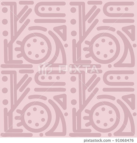 seamless pattern with abstract geometric elements hand drawn doodle style. 91068476