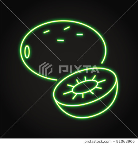 Kiwi fruit neon icon in line style Kiwi fruit neon icon in line style 91068906