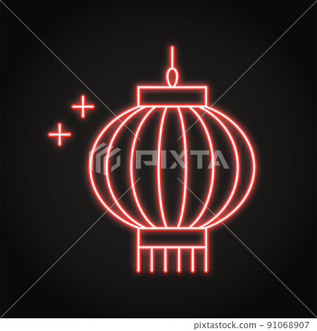 Chinese lantern neon icon in line style Chinese lantern neon icon in line style 91068907