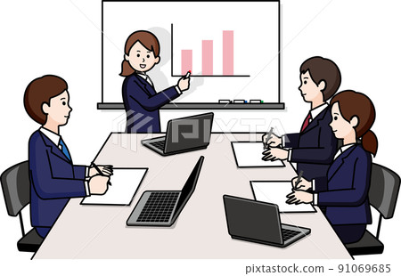 Woman presenting on a whiteboard 91069685