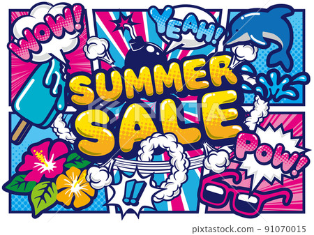 美式漫畫風格演講泡泡英文夏季特賣 POP 91070015