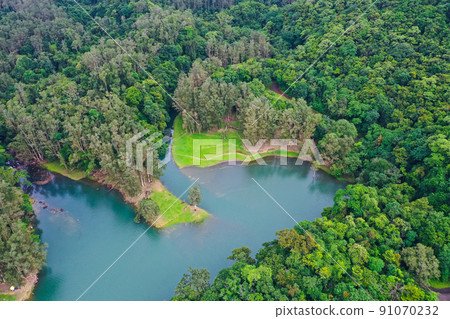 Ther Landscape of Upper Shing Mun Reservoir is a reservoir 18 June 2022 91070232