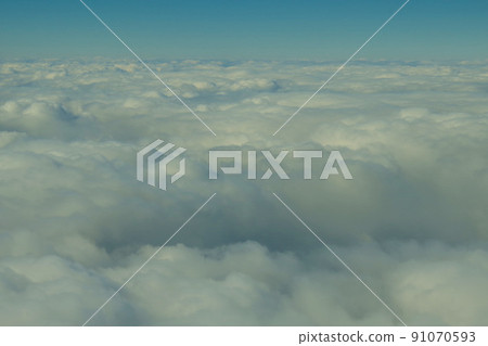 Clouds seen from the aircraft window, airplanes, stratus and cumulus clouds 91070593