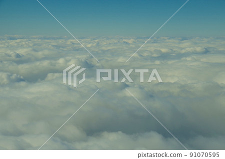 Clouds seen from the aircraft window, airplanes, stratus and cumulus clouds 91070595