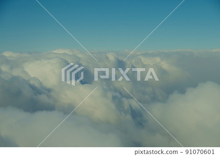 Clouds seen from the aircraft window, airplanes, stratus and cumulus clouds 91070601