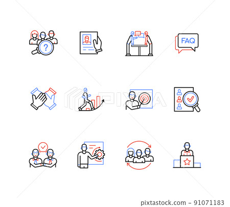 Recruiting and hiring employees - line design style icons 91071183
