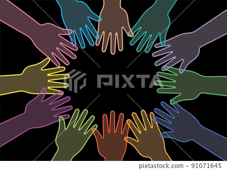 Team friends who gather colorfully shining hands Team friends who gather colorfully shining hands 91071645