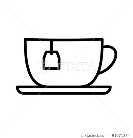Cup of tea icon. Cup with tea bag. Pictogram isolated on a white background. Cup of tea icon. Cup with tea bag. Pictogram isolated on a white background. 91071874