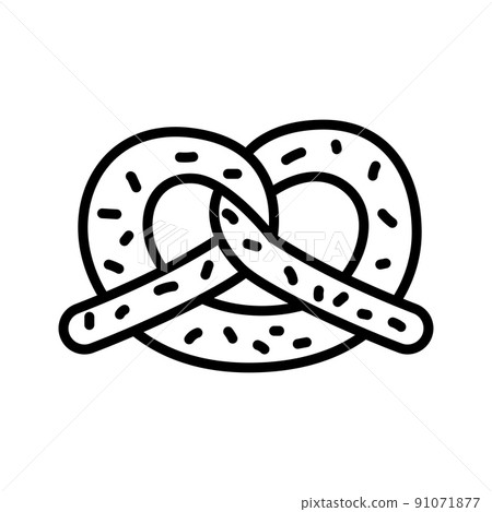 German pretzel icon. Traditional Oktoberfest snack in line style. German pretzel icon. Traditional Oktoberfest snack in line style. 91071877