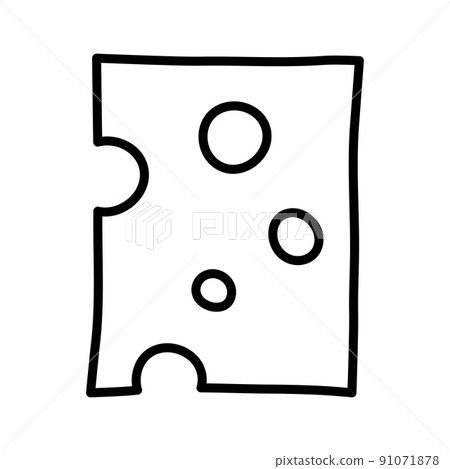 Swiss cheese or emmental cheese icon. Pictogram isolated on a white background. 91071878
