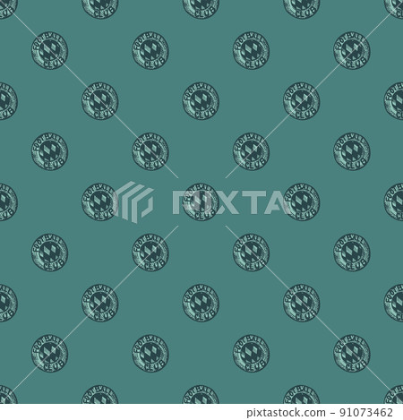 Football emblem engraving seamless pattern. Vintage background sport topic in hand drawn style. 91073462