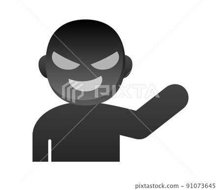 A person with a bad face raising one hand 91073645