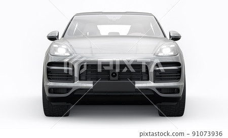 Gray 3d model of a sports SUV in a coupe body on a white background. 3d rendering. Gray 3d model of a sports SUV in a coupe body on a white background. 3d rendering. 91073936