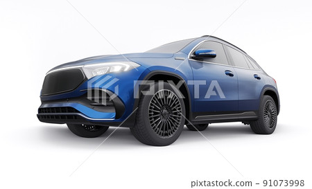 Blue family innovative electric SUV car on a white background. 3d rendering. 91073998