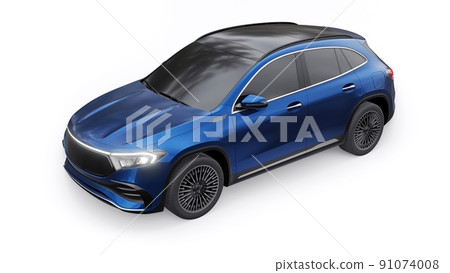 Blue family innovative electric SUV car on a white background. 3d rendering. 91074008