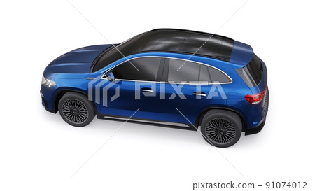 Blue family innovative electric SUV car on a white background. 3d rendering. 91074012