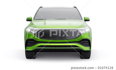 Green family innovative electric SUV car on a white background. 3d rendering. Green family innovative electric SUV car on a white background. 3d rendering. 91074128