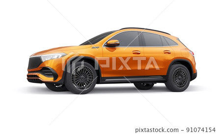 Orange family innovative electric SUV car on a white background. 3d rendering. Orange family innovative electric SUV car on a white background. 3d rendering. 91074154