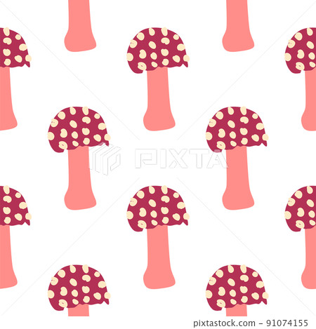 Magic mushrooms seamless pattern. Psychedelic hallucination. 60s hippie colorful art. Vintage psychedelic textile, fabric, wrapping, wallpaper. 91074155