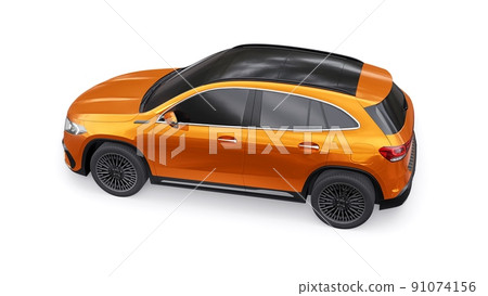 Orange family innovative electric SUV car on a white background. 3d rendering. Orange family innovative electric SUV car on a white background. 3d rendering. 91074156