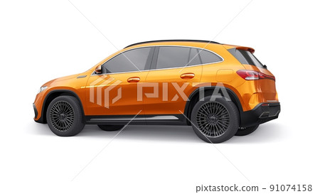 Orange family innovative electric SUV car on a white background. 3d rendering. Orange family innovative electric SUV car on a white background. 3d rendering. 91074158