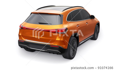 Orange family innovative electric SUV car on a white background. 3d rendering. Orange family innovative electric SUV car on a white background. 3d rendering. 91074166