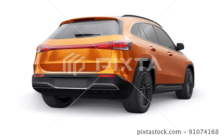 Orange family innovative electric SUV car on a white background. 3d rendering. Orange family innovative electric SUV car on a white background. 3d rendering. 91074168