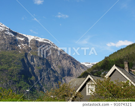 the village Eidfjord in norway the village Eidfjord in norway 91074321