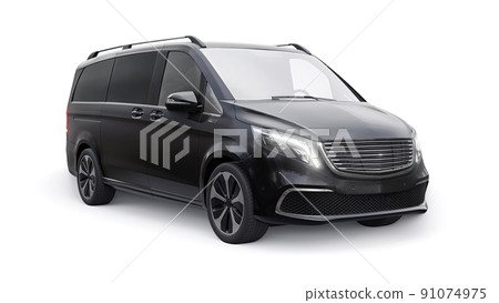 Black electric innovative minivan car. 3d model isolated on white background. 3d rendering. 91074975