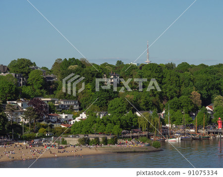 Hamburg harbor and the elbe river in germany 91075334