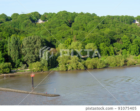 Hamburg harbor and the elbe river in germany 91075405