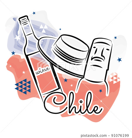 Colored chile travel promotion with wine bottle Vector 91076199