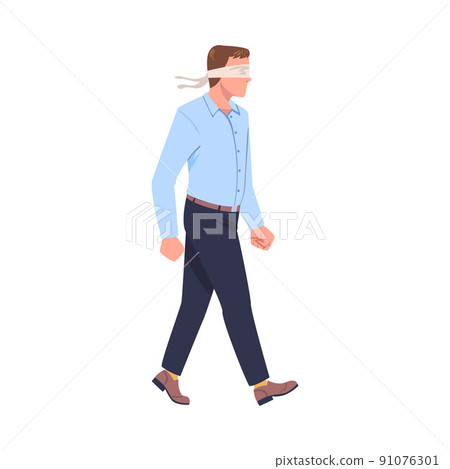 Man Character Wearing Blindfold Following Someone Trusting and Having Faith in Something Vector Illustration Man Character Wearing Blindfold Following Someone Trusting and Having Faith in Something Vector Illustration 91076301