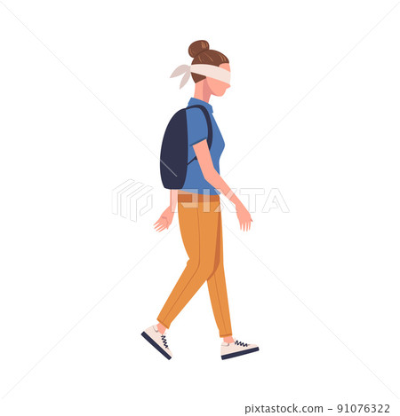 Woman Character with Backpack Wearing Blindfold Following Someone Trusting and Having Faith in Something Vector Illustration Woman Character with Backpack Wearing Blindfold Following Someone Trusting and Having Faith in Something Vector Illustration 91076322