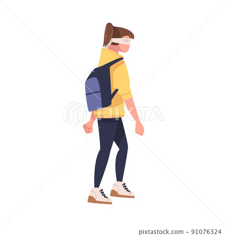 Woman Character with Backpack Wearing Blindfold Following Someone Trusting and Having Faith in Something Vector Illustration Woman Character with Backpack Wearing Blindfold Following Someone Trusting and Having Faith in Something Vector Illustration 91076324