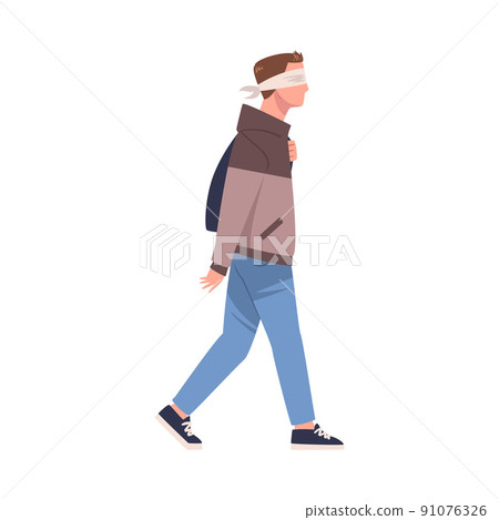 Man Character Wearing Blindfold Following Someone Trusting and Having Faith in Something Vector Illustration Man Character Wearing Blindfold Following Someone Trusting and Having Faith in Something Vector Illustration 91076326