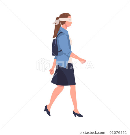 Woman Character Wearing Blindfold Following Someone Trusting and Having Faith in Something Vector Illustration Woman Character Wearing Blindfold Following Someone Trusting and Having Faith in Something Vector Illustration 91076331