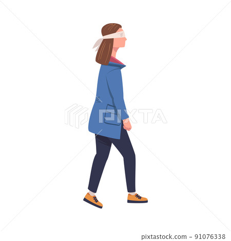 Woman Character Wearing Blindfold Following Someone Trusting and Having Faith in Something Vector Illustration Woman Character Wearing Blindfold Following Someone Trusting and Having Faith in Something Vector Illustration 91076338