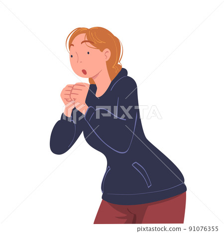 Gasping Woman Character Feeling Shock Expressing Emotion Vector Illustration Gasping Woman Character Feeling Shock Expressing Emotion Vector Illustration 91076355