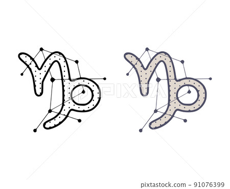 Capricorn zodiac sign vector illustration in hand drawn style isolated on white background. Horoscope symbol cosmic design. Capricorn zodiac sign vector illustration in hand drawn style isolated on white background. Horoscope symbol cosmic design. 91076399