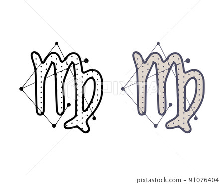 Virgo zodiac sign vector illustration in hand drawn style isolated on white background. Horoscope symbol cosmic design. 91076404