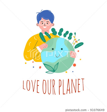 World environment day. Happy Earth Day! Ecology, recycle, zero waste vector illustration. Eco badges with girl, nature plant. Design for shopping bag, t-shirt, apparel, clothes, banner. Save planet. World environment day. Happy Earth Day! Ecology, recycle, zero waste vector illustration. Eco badges with girl, nature plant. Design for shopping bag, t-shirt, apparel, clothes, banner. Save planet. 91076649