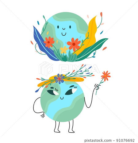 World environment day. Happy Earth Day! Ecology, recycle, zero waste vector illustration. Eco badges , nature plant. Design for shopping bag, t-shirt, apparel, clothes, banner. Save planet. World environment day. Happy Earth Day! Ecology, recycle, zero waste vector illustration. Eco badges , nature plant. Design for shopping bag, t-shirt, apparel, clothes, banner. Save planet. 91076692