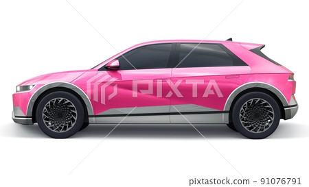 Ultra progressive electric hatchback SUV for people who love technology. Car on a white isolated background. 3d illustration. Ultra progressive electric hatchback SUV for people who love technology. Car on a white isolated background. 3d illustration. 91076791