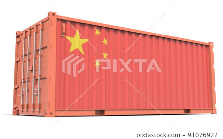 Flag of China on the side of a cargo container, 3d rendering Flag of China on the side of a cargo container, 3d rendering 91076922