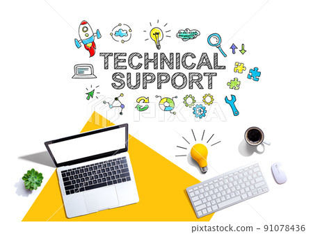 Technical support with computers and a lightbulb 91078436