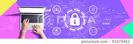 Internet network security concept with person using a laptop 91078462
