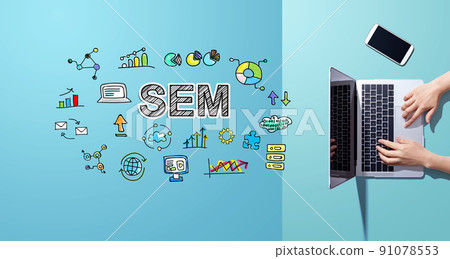 SEM with person working with laptop SEM with person working with laptop 91078553