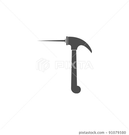 Hammer icon logo flat design illustration Hammer icon logo flat design illustration 91079380